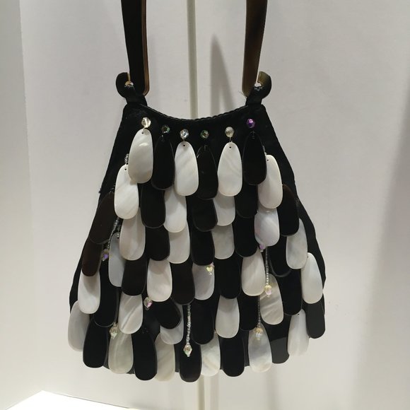 Mad Love Handbags - MOTHER OF PEARL SHELL PURSE WITH HORN HANDLE